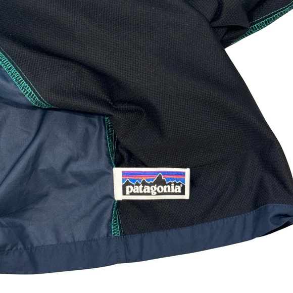 Patagonia Boys Light & Variable Jacket L 12 Teal Navy Colorblock Windbreaker - Picture 10 of 10